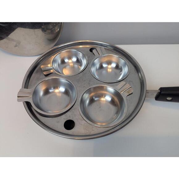 Revere Ware 8" Skillet Steel Copper Frying Pan Poacher Lid Pre 1968 Mint - Picture 7 of 9